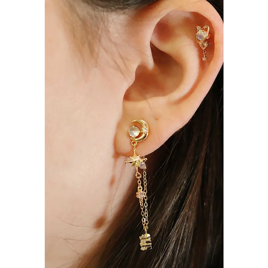 14KT Solid Gold Saturn Threaded Labret Earring - Earrings -
