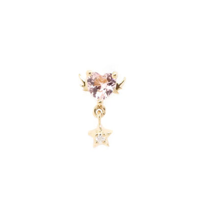 14KT Solid Gold Star Angel Threaded Labret Earring -