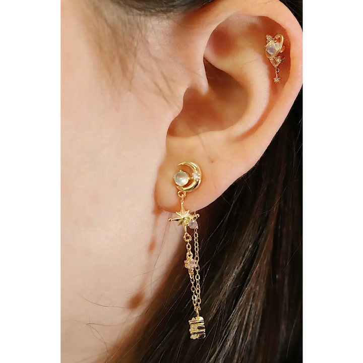 14KT Solid Gold Star Angel Threaded Labret Earring -