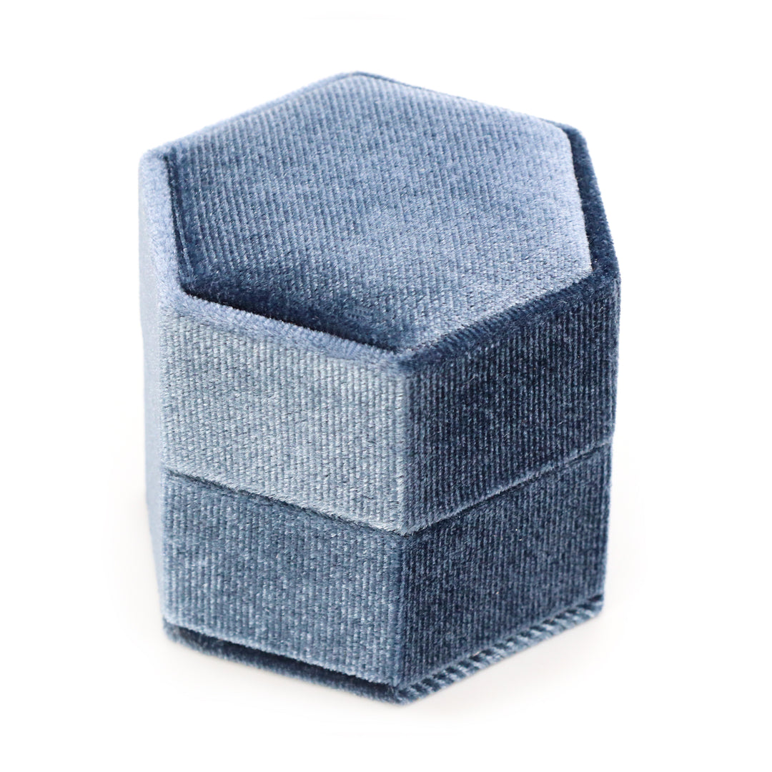 Premium Hexagonal Velvet Ring Box Large