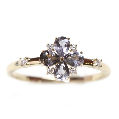 Tinsel 14KT Ring Size 8 with Moissanite - Rings - 1
